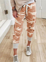 Camouflage print lace-up trousers
