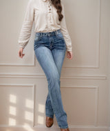 Women's Straight Leg Jeans Are Comfortable And Not Tight, Perfectly Fitting The Body, High-quality Classic Denim Blue, Versatile And Fashionable