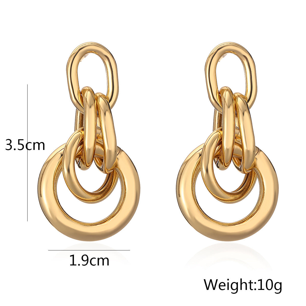 Real Gold Geometric Earrings For Women INS High-profile Temperament Wild