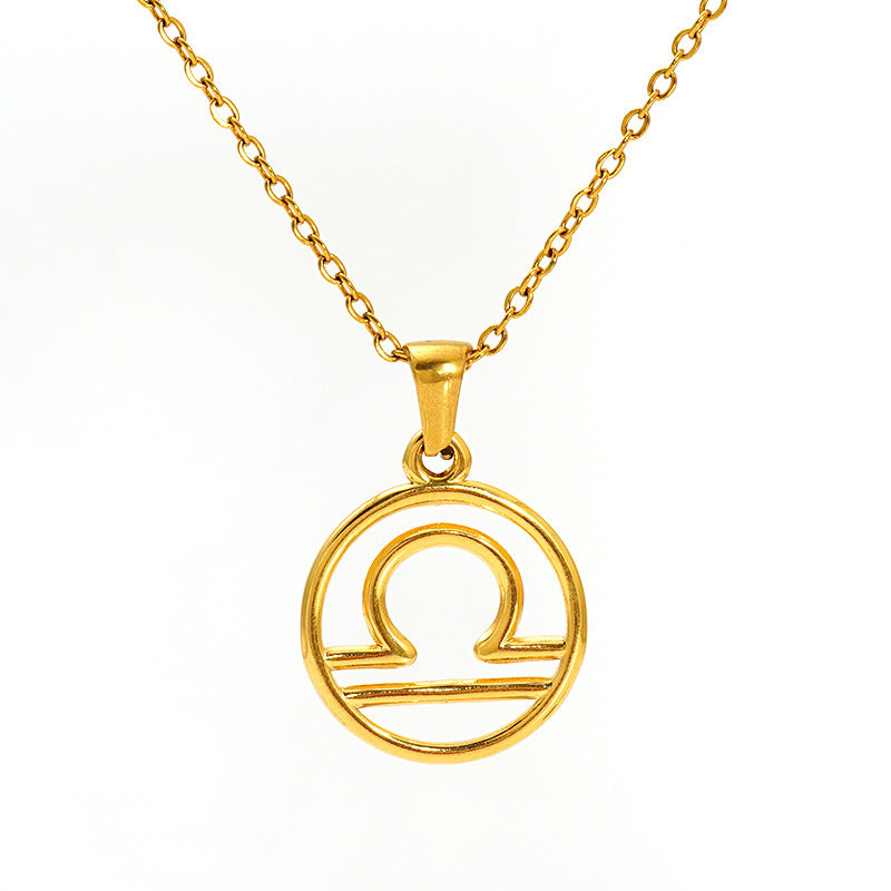 Fashion Titanium Steel Necklace Twelve Constellation