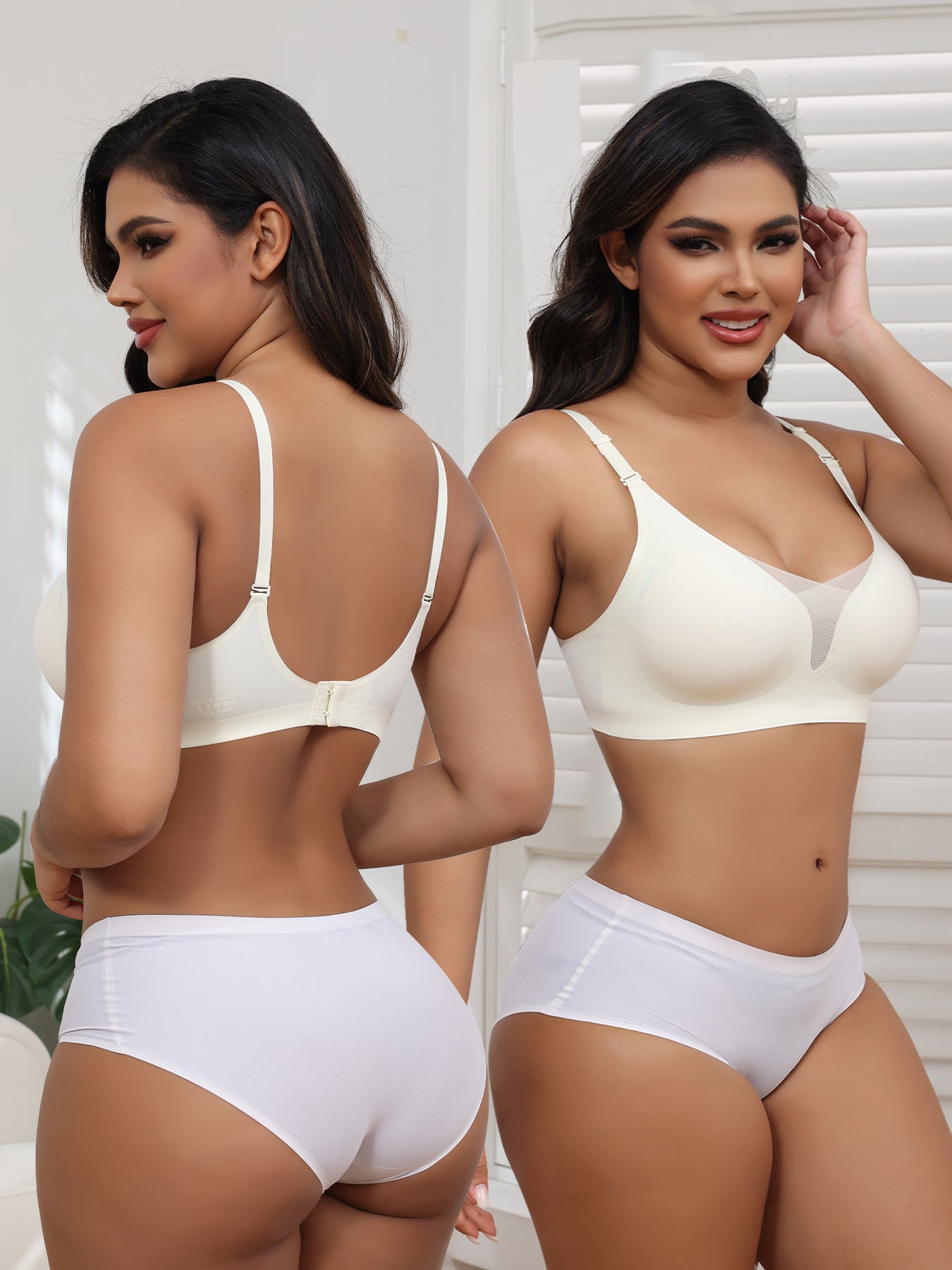 3PCS EssElegance Wire-free Adjustable Seamless Bra For Women - Breathable Sheer Mesh Daily Comfort, Non-Slip Straps & Back Smoothing, All-Season Lightweight Bralette
