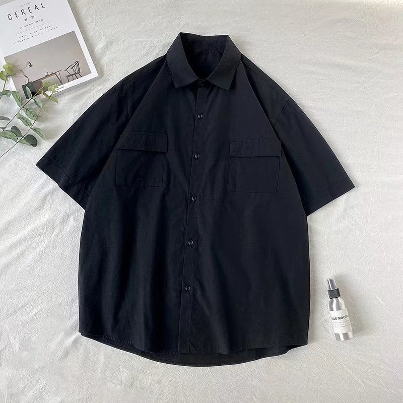 Men's Summer Korean Style Handsome Workwear Tops Shirt