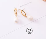 Vintage geometric metal pearl asymmetric earrings design personalized earrings