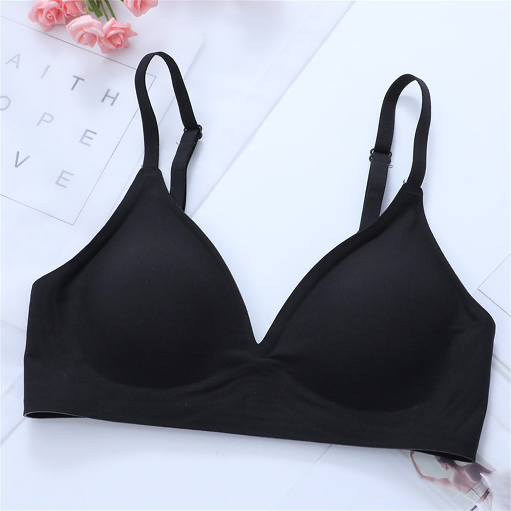 Korean Naked Extended Bra Set Ladies' Traceless Rim-free Underwear Thickened Small Breasts Gathering