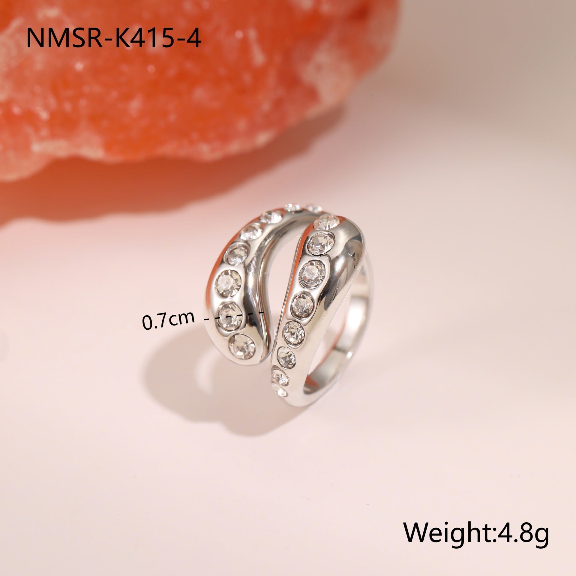 European And American Design Geometric Hammer Pattern Niche Temperament Open Ring