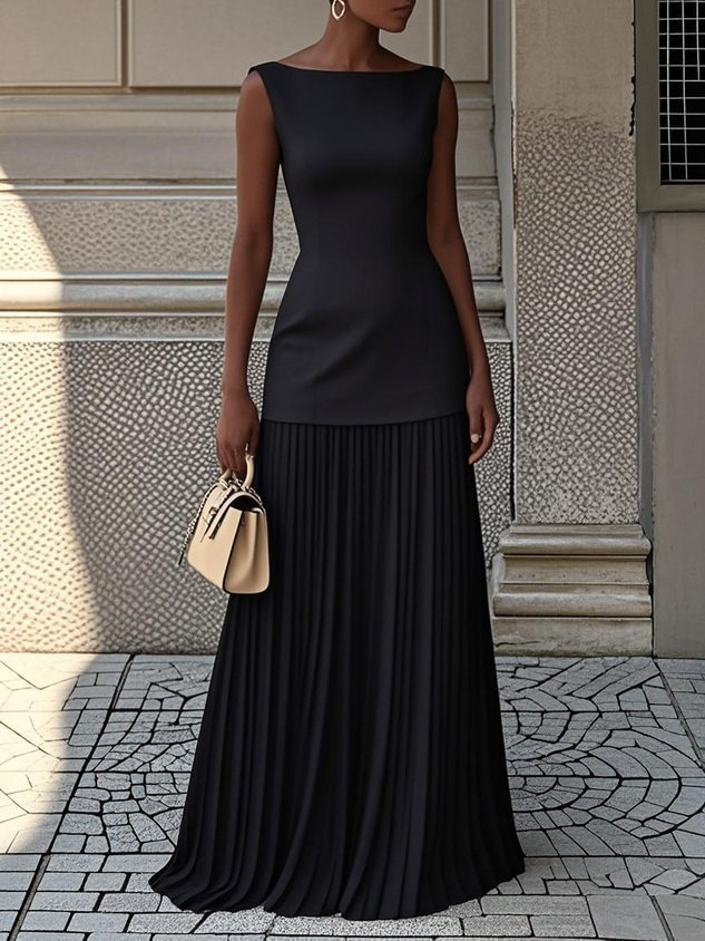 Solid Color Sleeveless Knitted Vest Sexy Slim Knit Dress