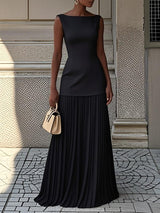 Solid Color Sleeveless Knitted Vest Sexy Slim Knit Dress