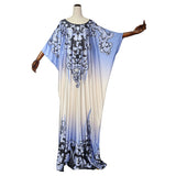 African Plus Size Women's Printed Pattern Bat Sleeve Dress