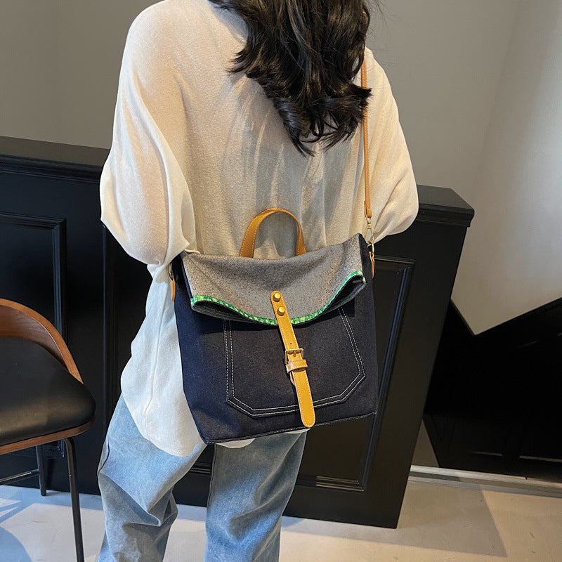 Denim Messenger Bag Fashionable Artistic Youth Handbag Large Capacity Shoulder
