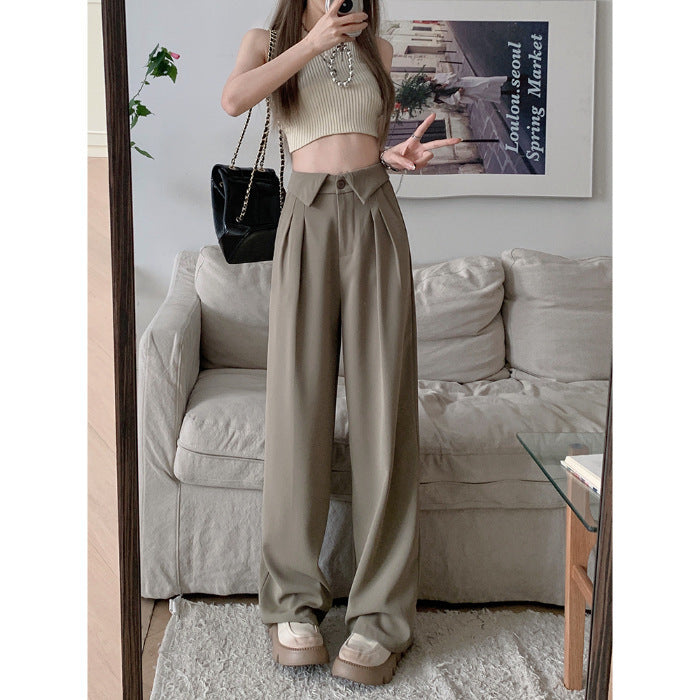 High-end Design Waist Flanging Suit Pants For Women