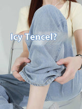 Elastic Waist Lyocell Jeans Women