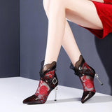 High Heels Single Shoes Embroidered Chinese Wind Mesh Toe Cap Sandals