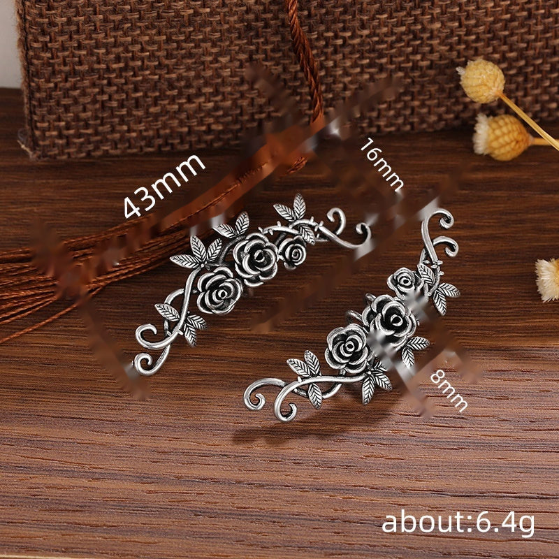 Middle-ancient Rose Flower Earrings Women