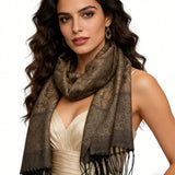 2pcs Tweed Look Sophisticated C Amel Business Casual Scarf ,Luxe Look For Evening Wear,Scarf,vacation,daily Life,evening Party,Office Appropriate Subtlety For Women Men