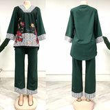 African Plus Size Print Women's Two Piece Set