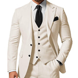Men's Solid Color 2-piece Buckle Casual Jacket Vest Pants Set