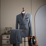 Double Breasted Stripes Suit Men's Suits