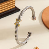 1PCS Fashionable Personalized 8-character Cross Steel Wire Bracelet,Open Bracelet, Simple Versatile Trendy Diamond Bracelet, Suitable For Men And Women To Wear, Holiday Jewelry Gift