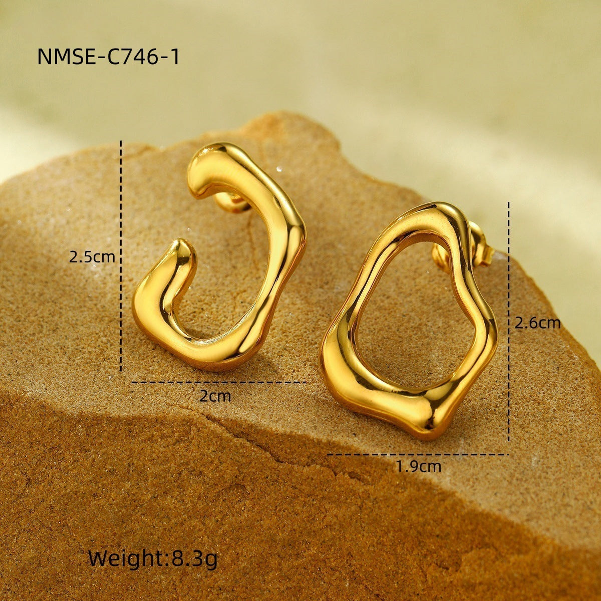 European And American Fashion Ins Exaggerated Titanium Steel Earrings 18K Gold Plating Non-fading Design Sense