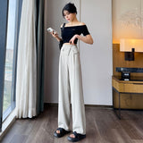 Summer Thin Design Sense High Waist Drooping Chiffon Wide Leg Loose Straight Casual Pants