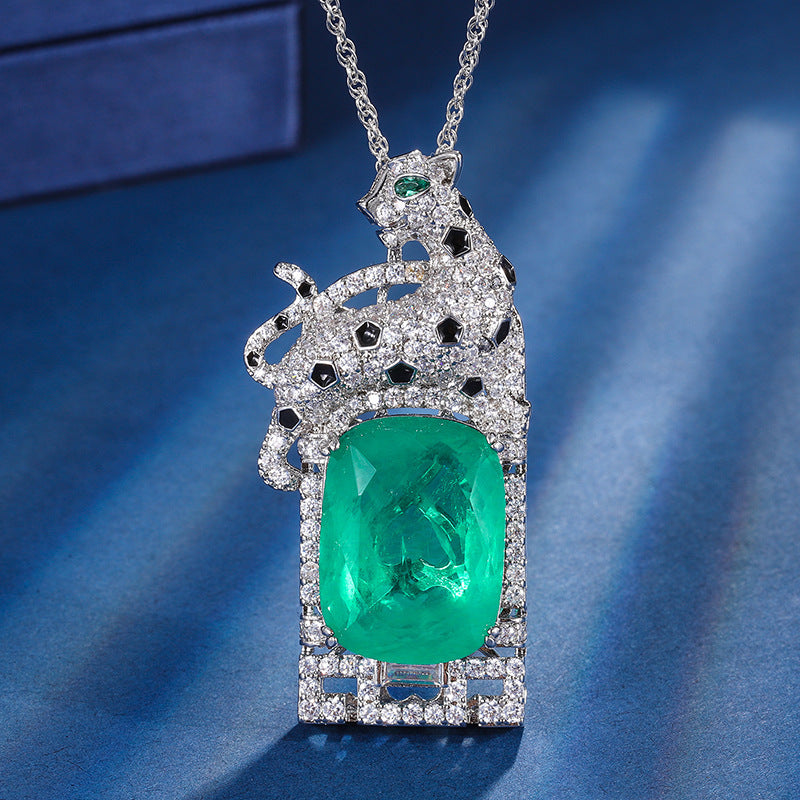 Retro Artificial Emerald Leopard Luxury Inlaid Suit