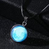 Time Stone Christmas Moon Night Sky Luminous Alloy Pendant Necklace