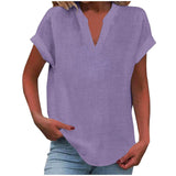 Solid Color Short Sleeve Women's Shirt
