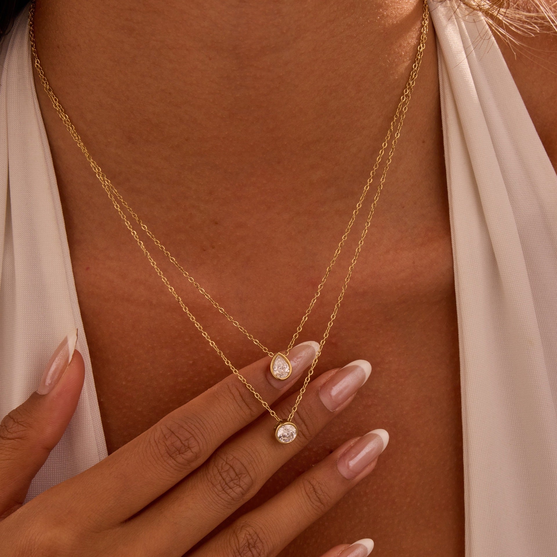 European And American Stainless Steel Necklace Gold-plated Inlaid Zircon High Sense