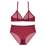 Transparent deep V underwear bra and high waist panties