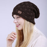 Knitted woolen wave pattern moon ear cap