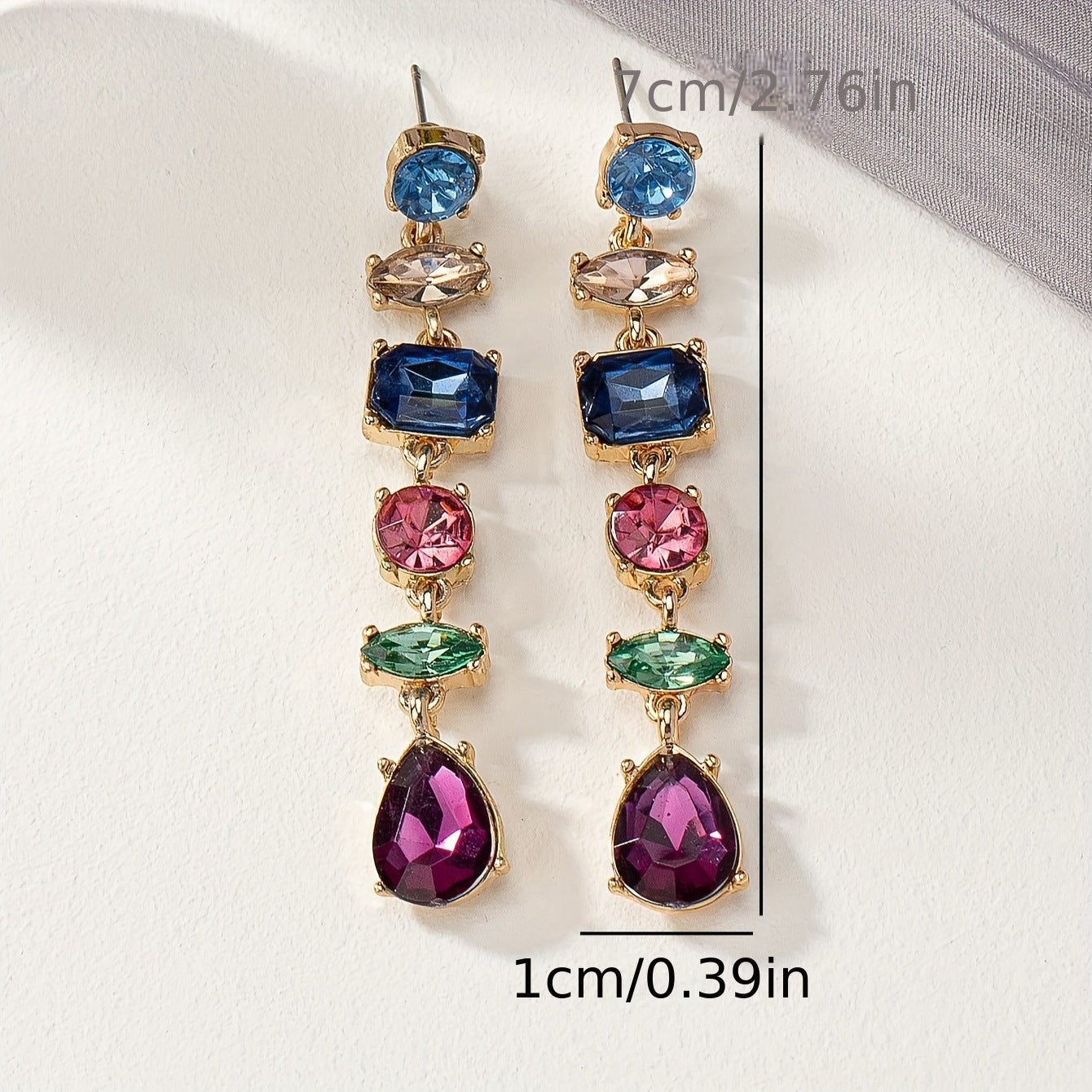 Colorful Drop-shaped Earrings Eardrops Three-section Evening Dress With Earrings