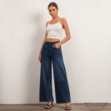 Shascullfites Women's Light Blue Wide Leg Stretch Jeans Flare Pants Denim Straight Trousers Sexy Fit Casual Jeans Women