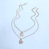 Women Macaron Multi-color Oil Drop Heart Pendant Girl Cute Cake Shape Necklace