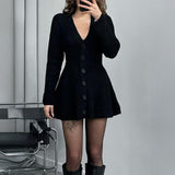 Casual Long Sleeve Dress Sweater Wool