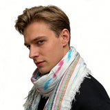2pcs Colorful Striped Square Scarf With Fringes,Luxe Look For Evening Wear,Scarf,vacation,daily Life,evening Party,Office Appropriate Subtlety For Women Men