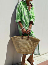 Striped Shirt Dress With Belt Fashion Half-sleeved Lapel Button Cardigan Dresses Women's Clothing