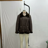Women's Fashion Fur Integrated Leather Coat Top