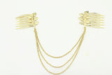 Europe and the United States hot fashion wild leaf chain tassel hair comb hair accessories leaf chain Hair accessories