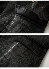 Suit Crocodile Leather Coat European And American Style Slim-fit Top Metal Buckle Waist-tight Jacket