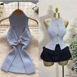 Sleeveless Knitted Vest Metal Twisted Hot Girl Top