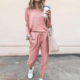 Loose Solid Color Long Sleeve Casual Set