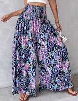 Women's Retro Floral Printed Waist-controlled Wide-leg Pants