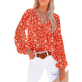 Women's Floral Chiffon Shirt Loose V-neck Casual Top