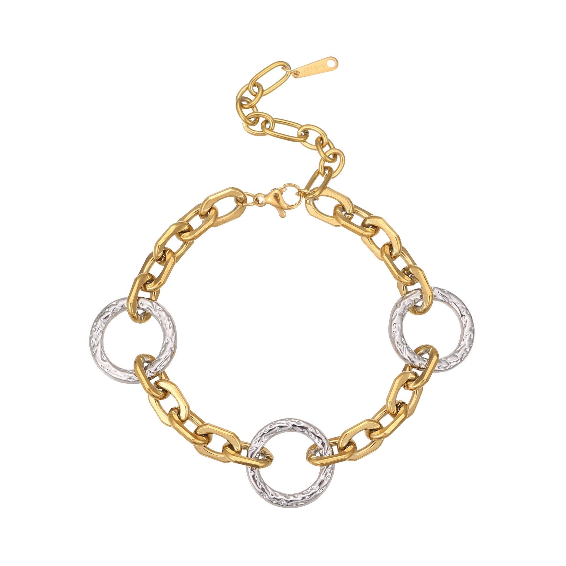 European And American Fashion Gold And Silver Color Matching Stainless Steel Necklace Bracelet High Sense Titanium Steel No Fading