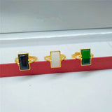 Brass Gold-plated Long Gem Electroplated Live Ring