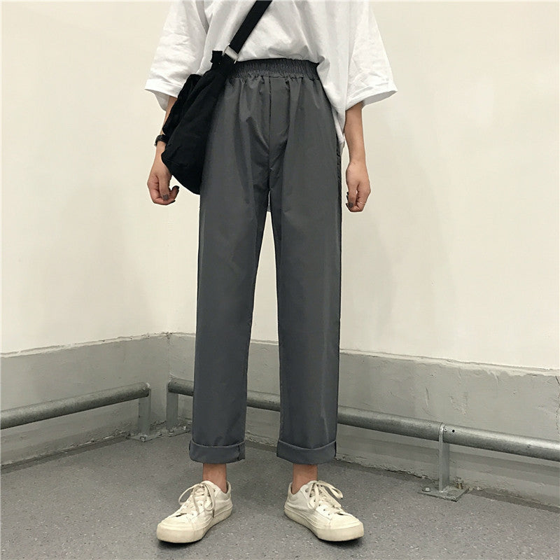 Elastic High Waist All-matching Loose Straight Casual Pants For Women