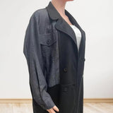 Women's Suit Collar Denim Stitching Mid-length Coat