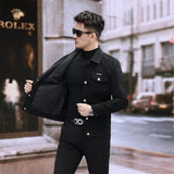 Suede Leather Jacket Men's Slim-fit High-grade Pu Handsome Retro Biker's