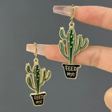 Summer Colorful Oil Necklace Leaves Cactus Earrings