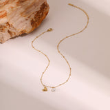 Ins Fashion Pearl Heart Pendant Clavicle Chain Stainless Steel